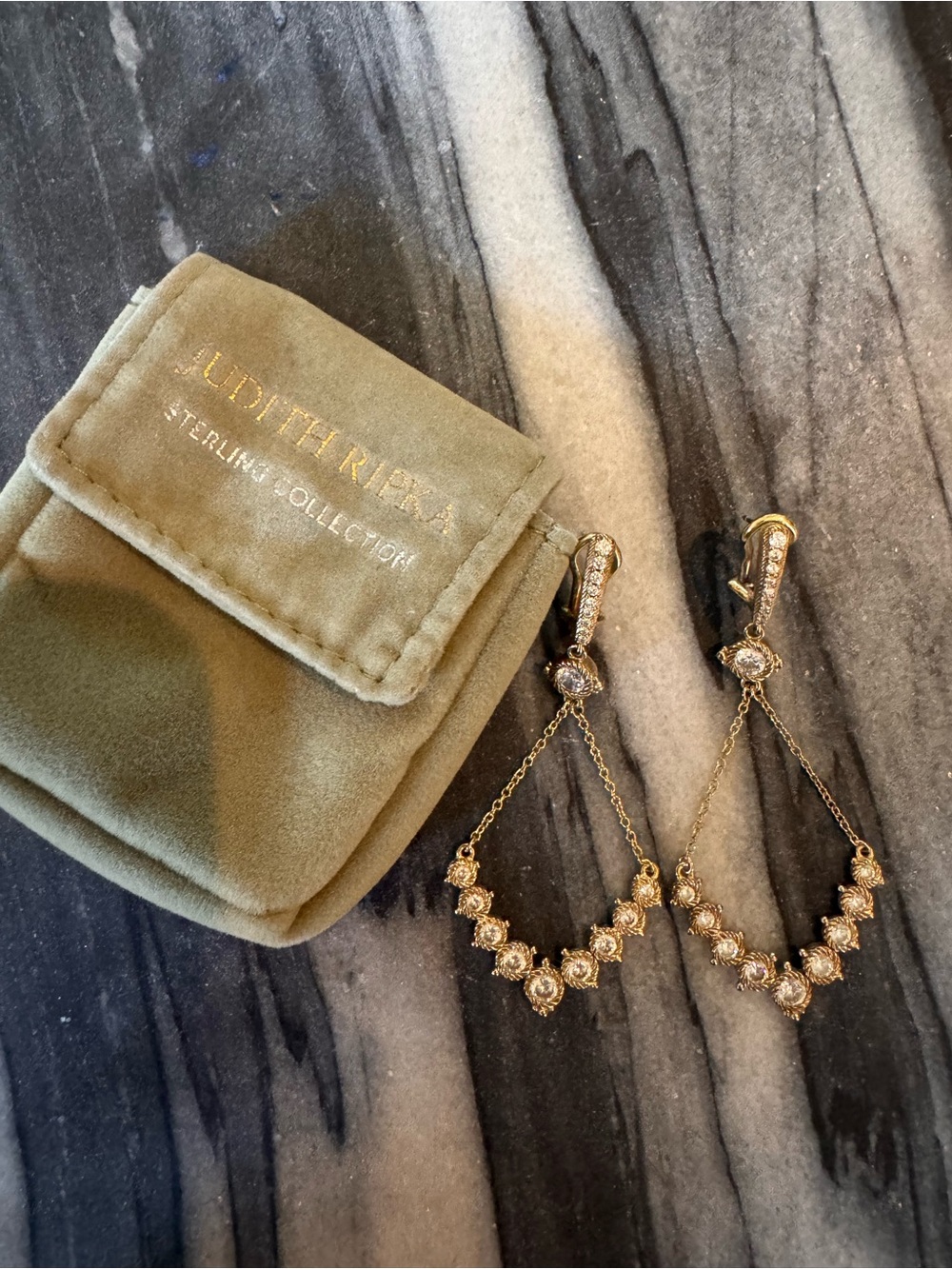 Judith Ripka 18k Gold Over Sterling Silver Drop Earrings with Diamonique Accents